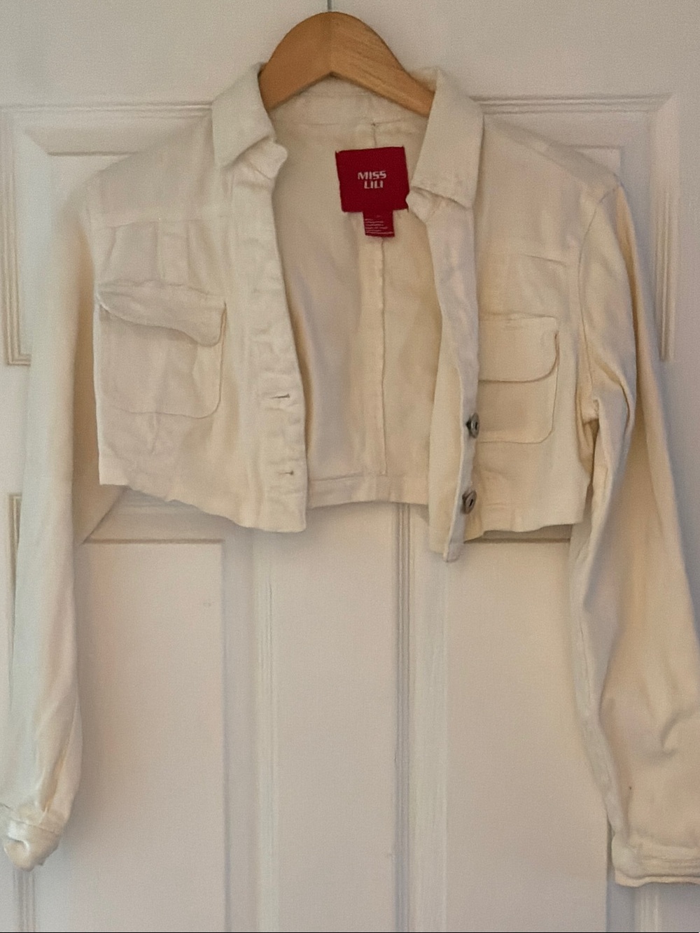 Miss Lili Ivory Cropped Jean Jacket